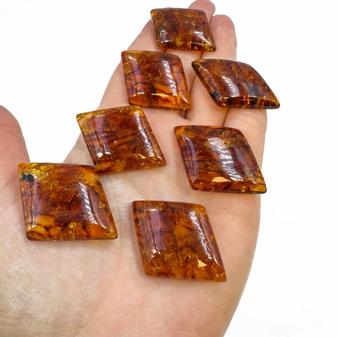 Cognac Amber Rhombus Shape Cabochons