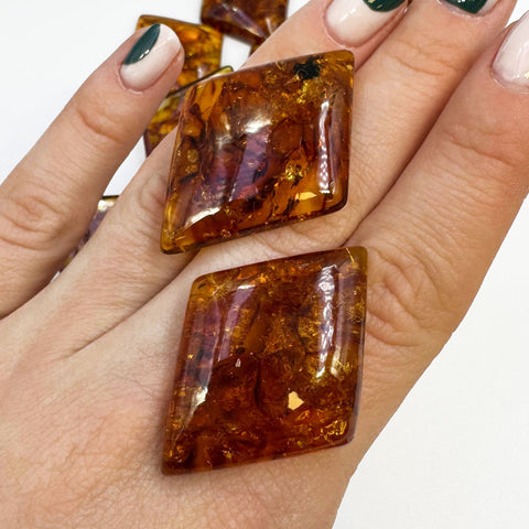 Cognac Amber Rhombus Shape Cabochons