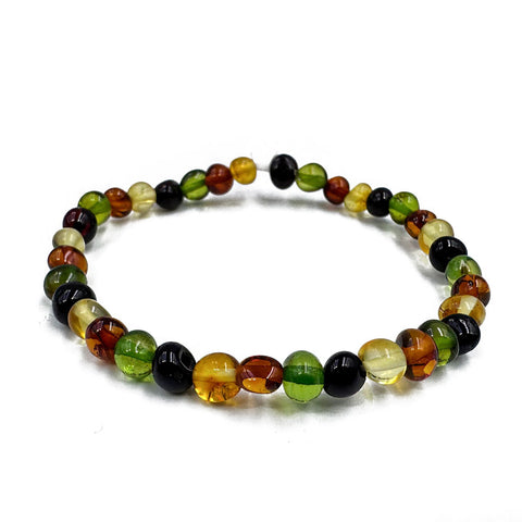 Multi-Color Amber Baroque Beads Stretch Bracelet