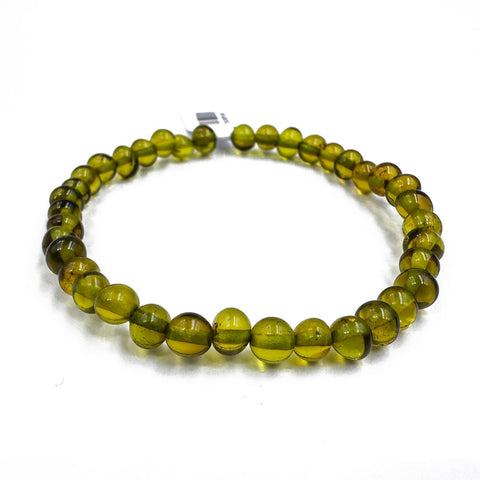 Green Amber Baroque Beads Stretch Bracelet
