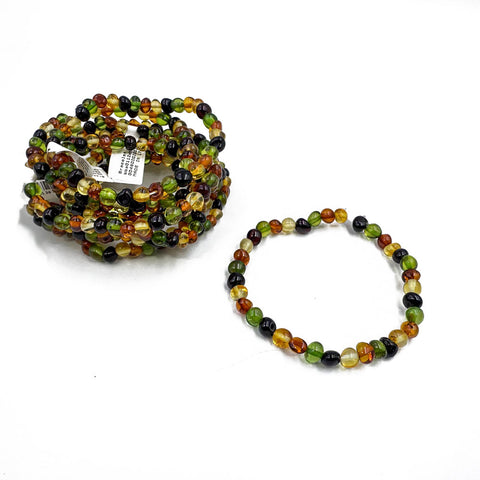 Multi-Color Amber Baroque Beads Stretch Bracelet