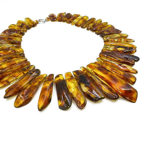 Cognac Amber Tumbled Stone Beads Necklace