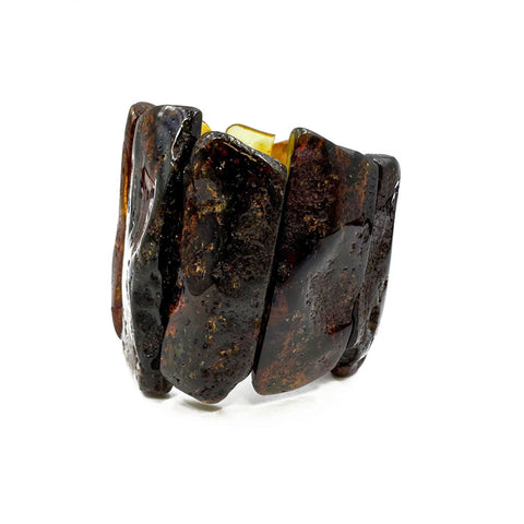 Natural Amber Free Shape Cabochon Beads Stretch Bracelet