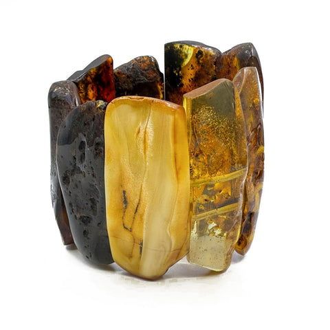 Natural Amber Free Shape Cabochon Beads Stretch Bracelet