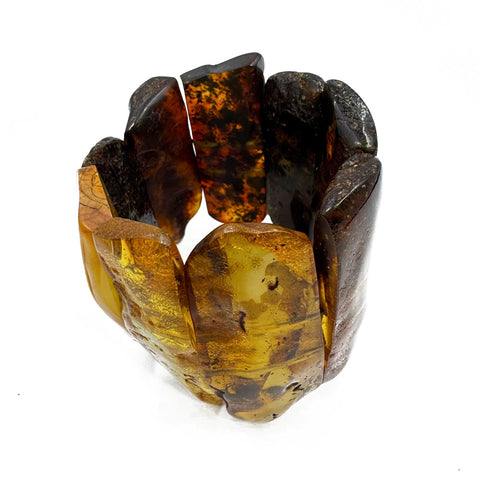 Natural Amber Free Shape Cabochon Beads Stretch Bracelet