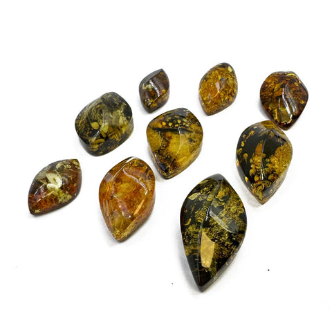 "Earth Stone" Green Amber  Marquise Shape Cabochons
