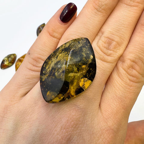"Earth Stone" Green Amber  Marquise Shape Cabochons