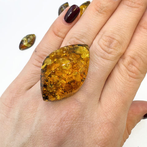 "Earth Stone" Green Amber  Marquise Shape Cabochons