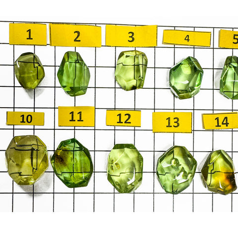 Green Amber Crystal Cut Stone