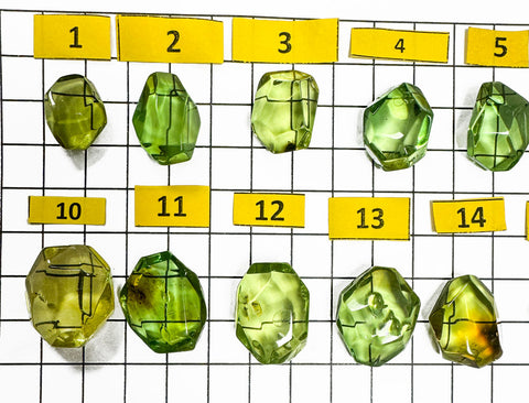 Green Amber Crystal Cut Stone