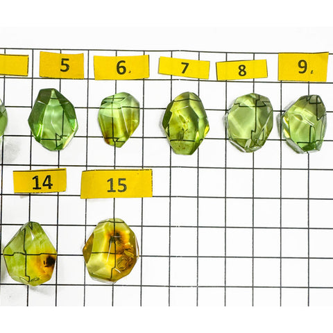 Green Amber Crystal Cut Stone