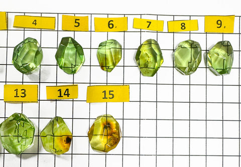 Green Amber Crystal Cut Stone