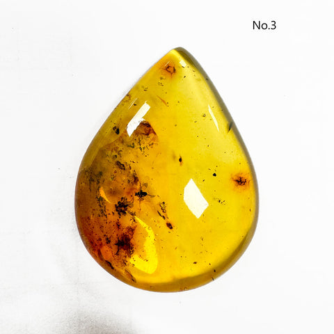 Fossil Amber Drop Shape Cabochons With Insects