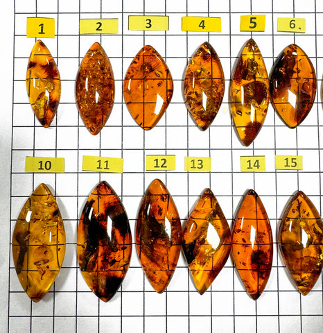 Cognac Amber Marquise Shape Cabochons