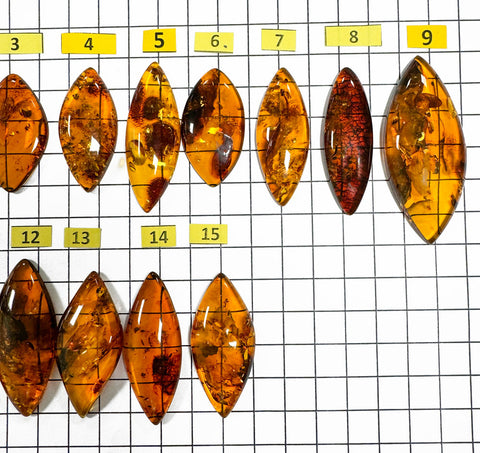 Cognac Amber Marquise Shape Cabochons