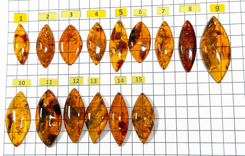 Cognac Amber Marquise Shape Cabochons