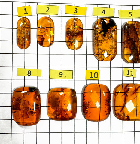 Cognac Amber Rectangular Free Shape Cabochons