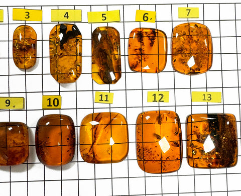 Cognac Amber Rectangular Free Shape Cabochons