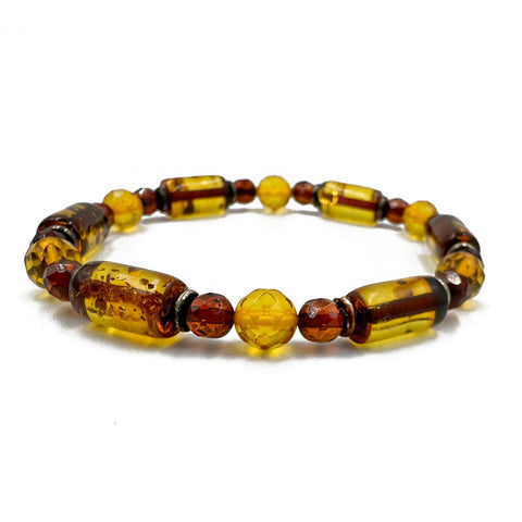 Multi-Color Amber Beads Stretch Bracelet