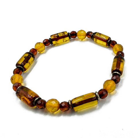 Multi-Color Amber Beads Stretch Bracelet