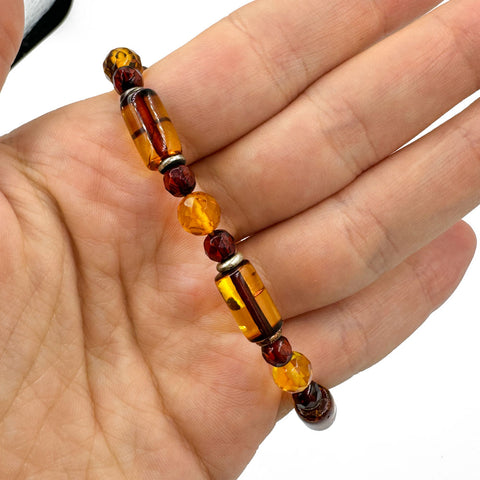 Multi-Color Amber Beads Stretch Bracelet