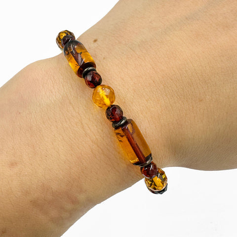 Multi-Color Amber Beads Stretch Bracelet