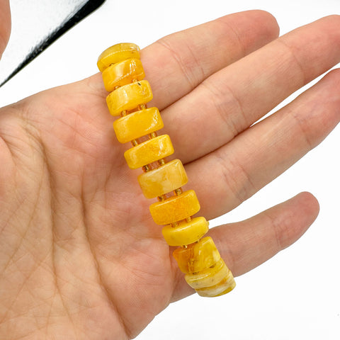 Milky Amber Rectangle Beads Stretch Bracelet