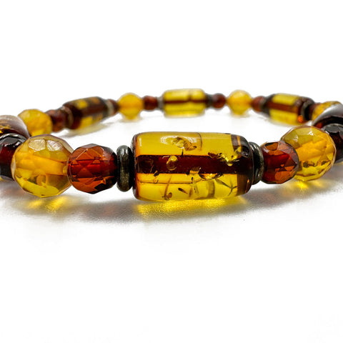 Multi-Color Amber Beads Stretch Bracelet