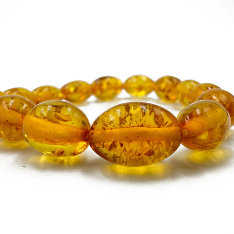 Lemon Amber Olive Beads Stretch Bracelet