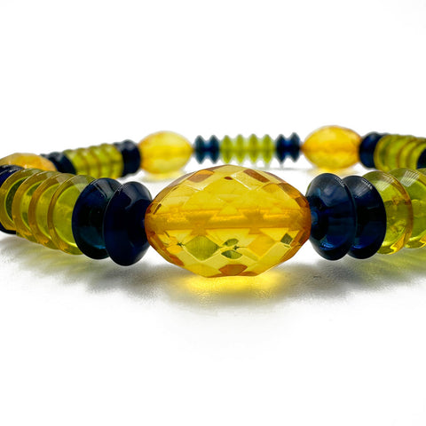 Multi-Color Amber Faceted Olive & Tablet Beads Stretch Bracelet