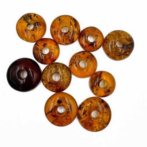 Cognac Amber Roudn Donut Free Shape Cabochons