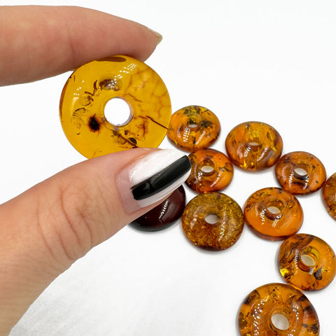 Cognac Amber Roudn Donut Free Shape Cabochons