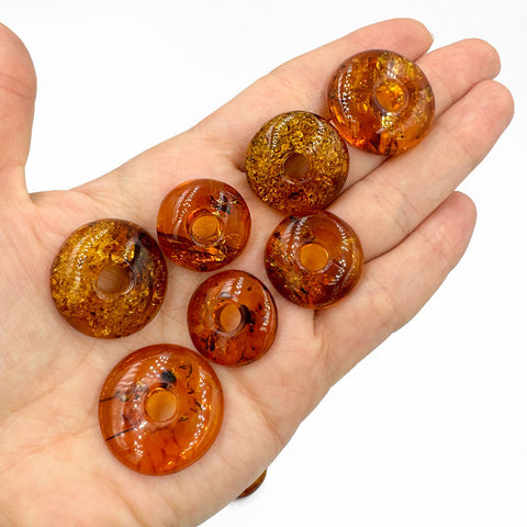 Cognac Amber Roudn Donut Free Shape Cabochons