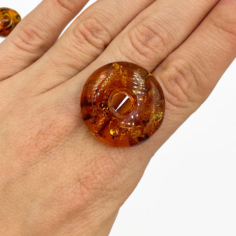 Cognac Amber Roudn Donut Free Shape Cabochons