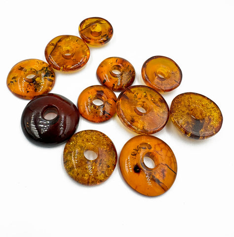 Cognac Amber Roudn Donut Free Shape Cabochons