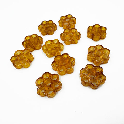 Cognac Amber Calibrated Flower Shape Cabochons