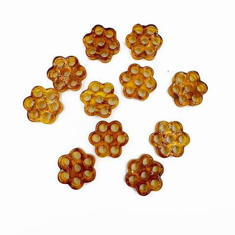 Cognac Amber Calibrated Flower Shape Cabochons