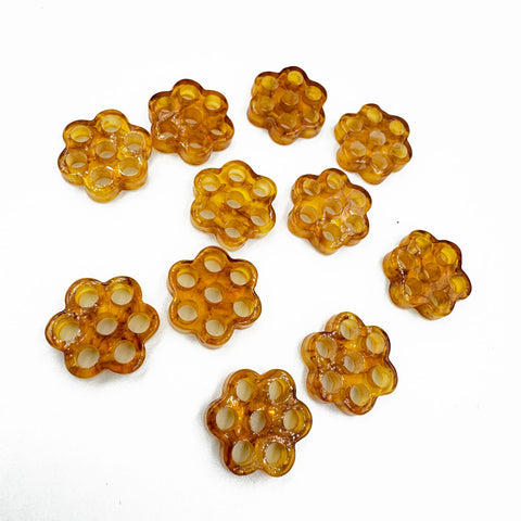 Cognac Amber Calibrated Flower Shape Cabochons