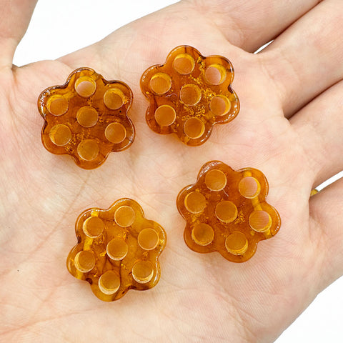 Cognac Amber Calibrated Flower Shape Cabochons