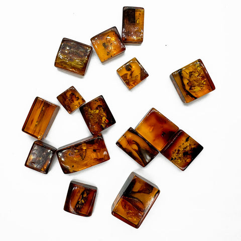 Cognac Amber Rectangular Free Shape Cabochons