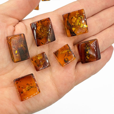 Cognac Amber Rectangular Free Shape Cabochons