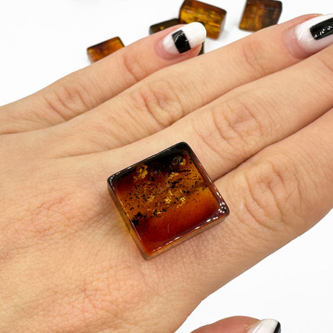 Cognac Amber Rectangular Free Shape Cabochons