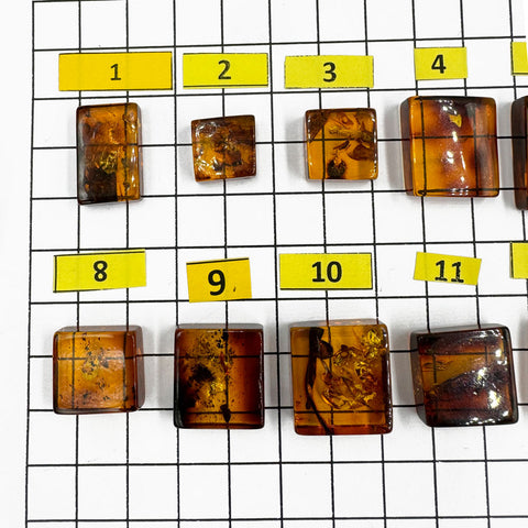 Cognac Amber Rectangular Free Shape Cabochons