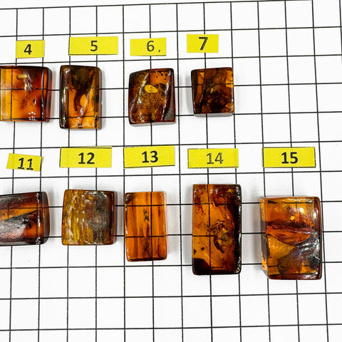 Cognac Amber Rectangular Free Shape Cabochons