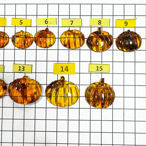 Cognac Amber Carved Pumpkin Cabochons