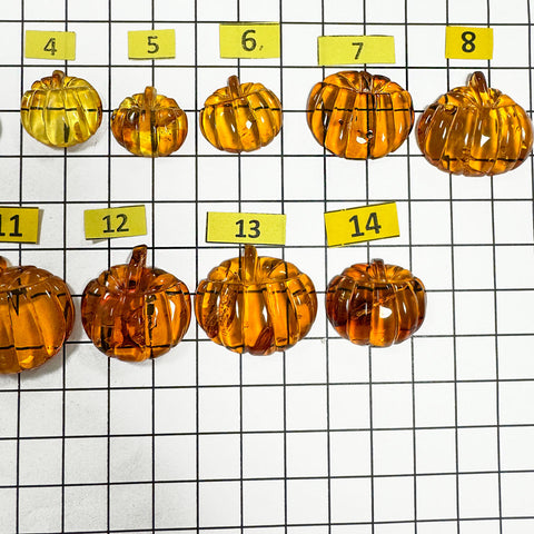 Cognac Amber Carved Pumpkin Cabochons