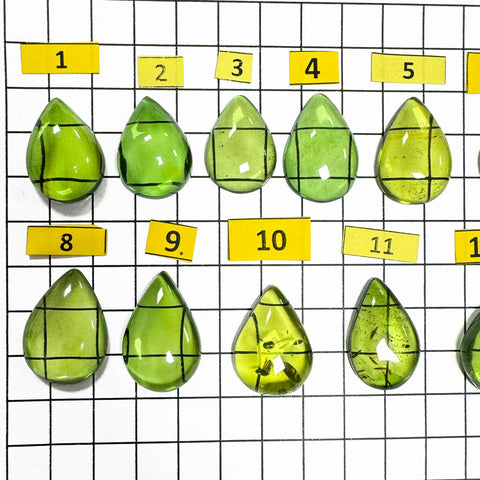 Green Amber Drop Shape Cabochons