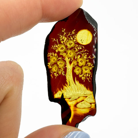 Cherry Amber Engraved Mix Free Shape Slab