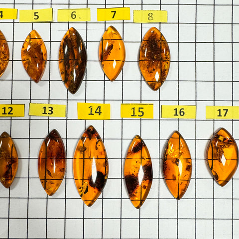 Cognac Amber Marquise Shape Cabochons