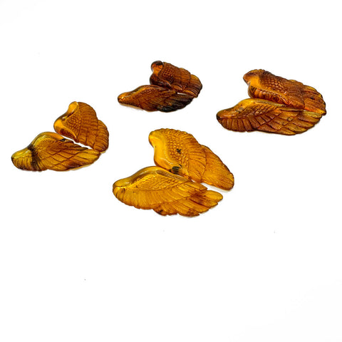 Cognac Amber Carved Wings Cabochons